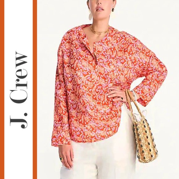 J. Crew | Ramie Painted Block Print Tunic Top - Picture 1 of 11